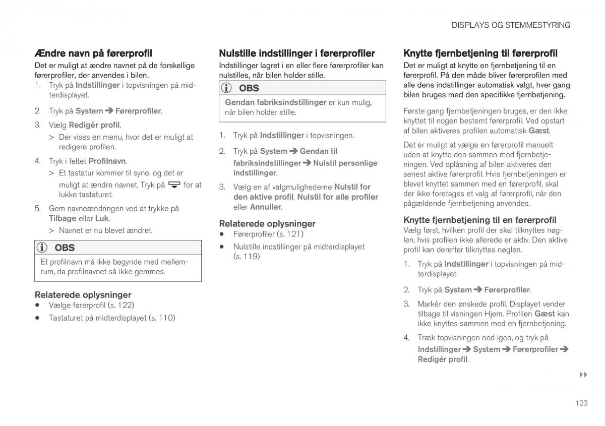 Volvo XC40 Bilens instruktionsbog / page 125