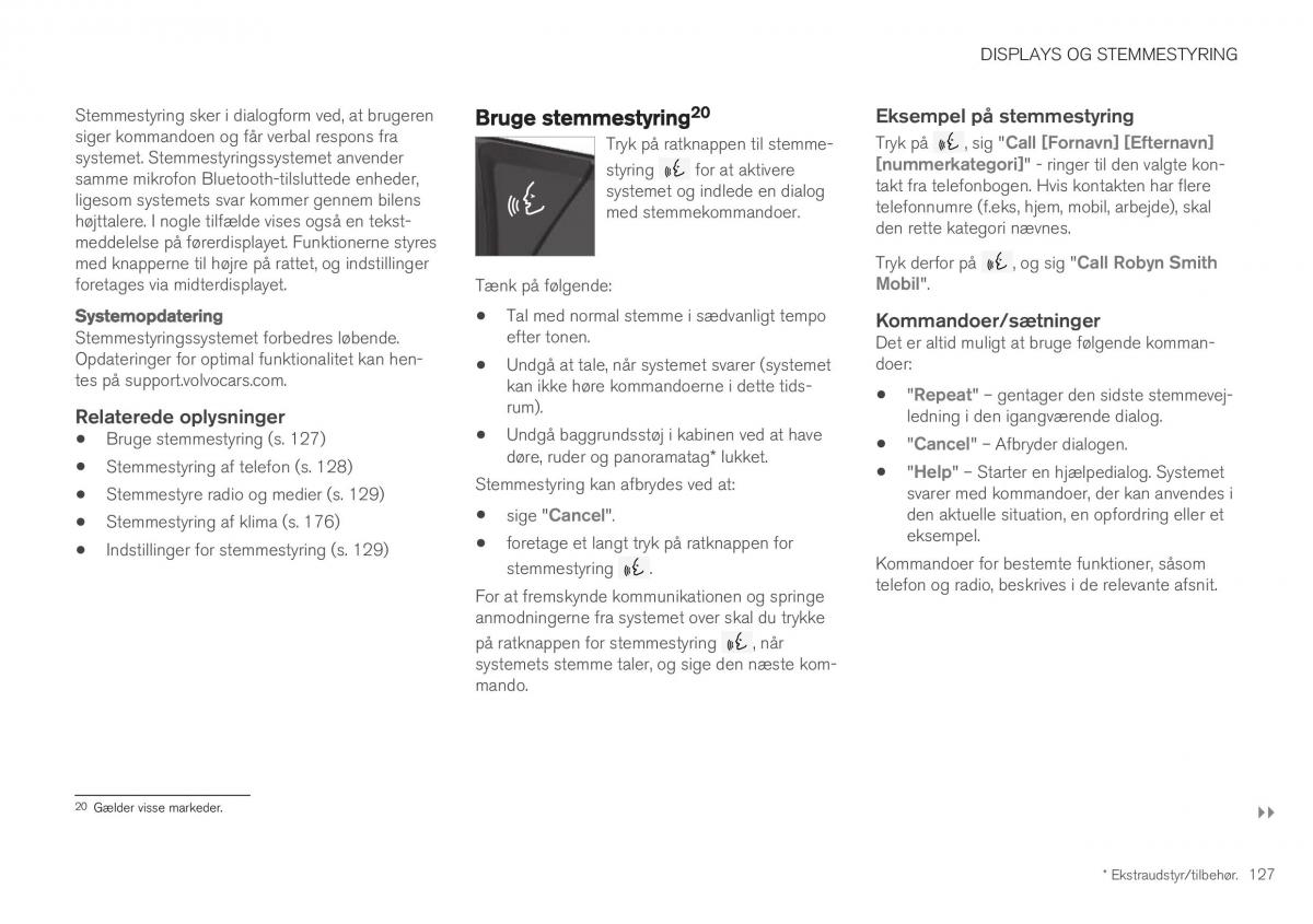 Volvo XC40 Bilens instruktionsbog / page 129