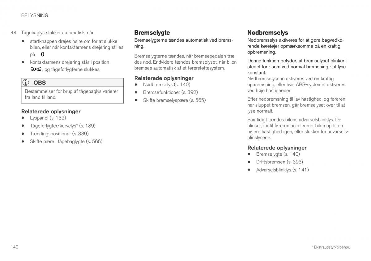 Volvo XC40 Bilens instruktionsbog / page 142