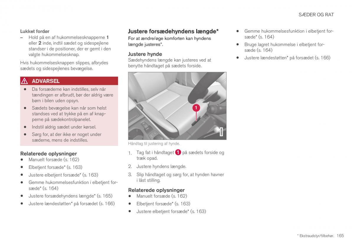 Volvo XC40 Bilens instruktionsbog / page 167