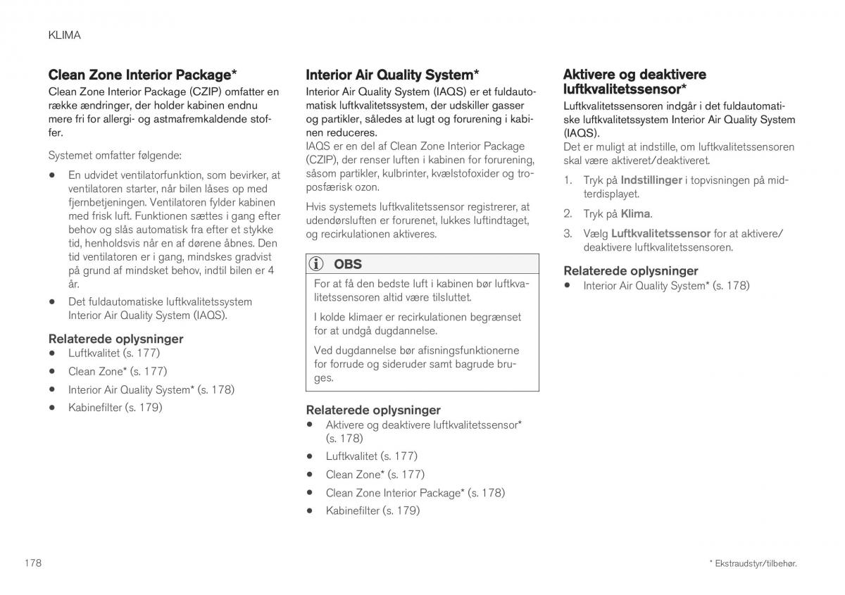 Volvo XC40 Bilens instruktionsbog / page 180