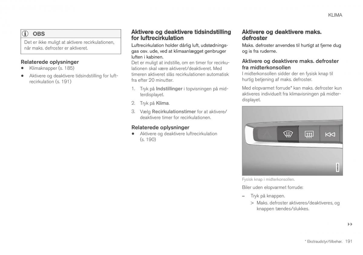 Volvo XC40 Bilens instruktionsbog / page 193