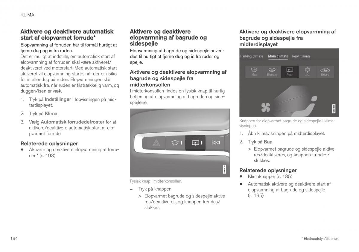 Volvo XC40 Bilens instruktionsbog / page 196