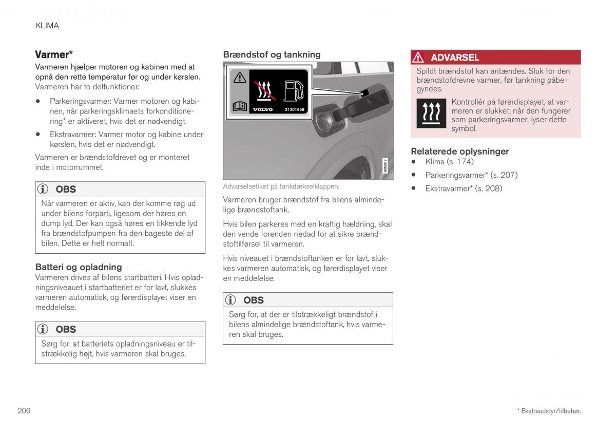 Volvo XC40 Bilens instruktionsbog / page 208