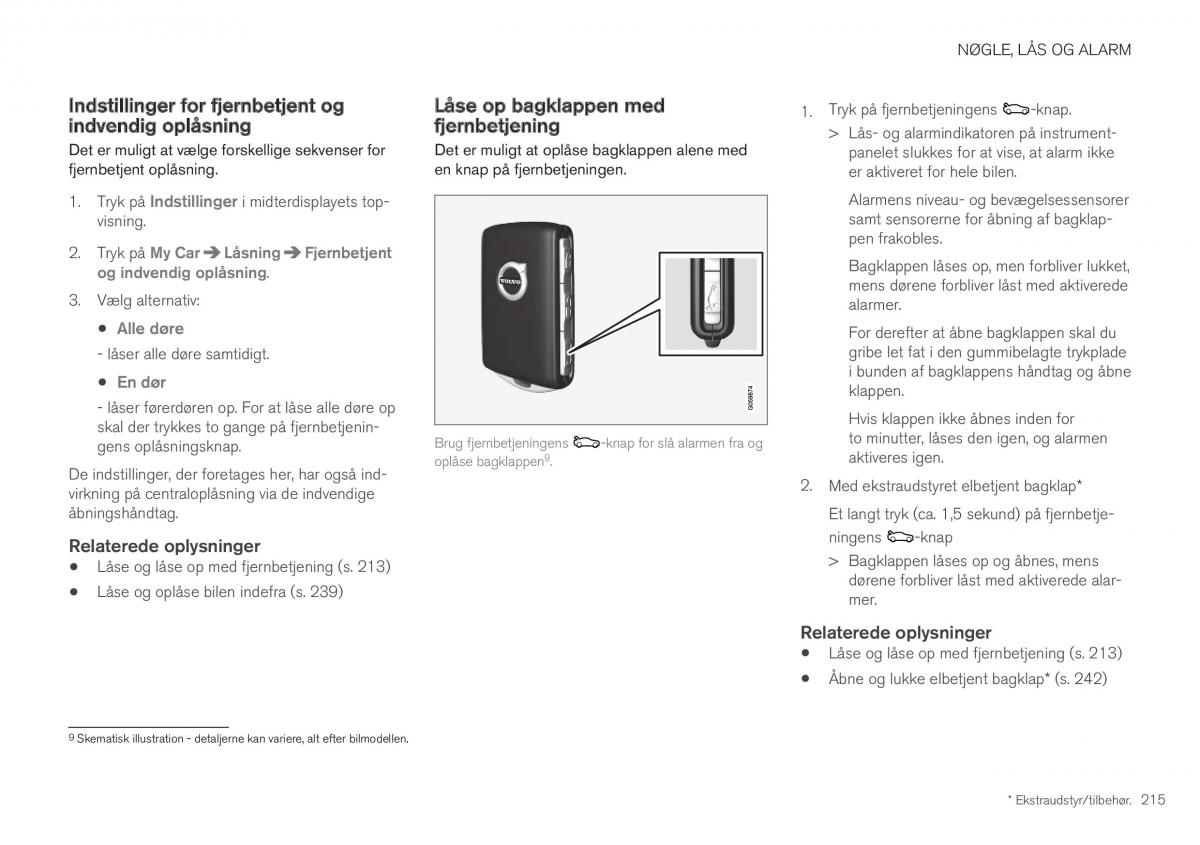 Volvo XC40 Bilens instruktionsbog / page 217