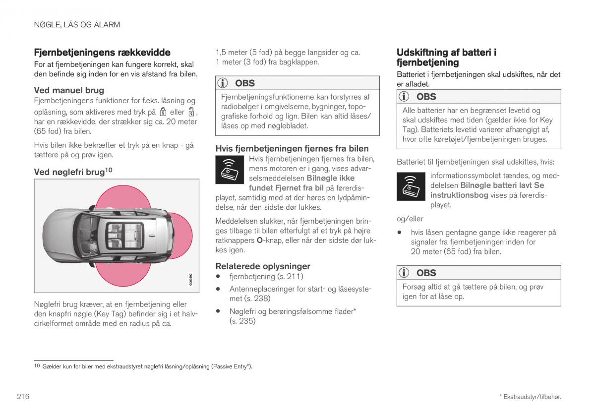 Volvo XC40 Bilens instruktionsbog / page 218