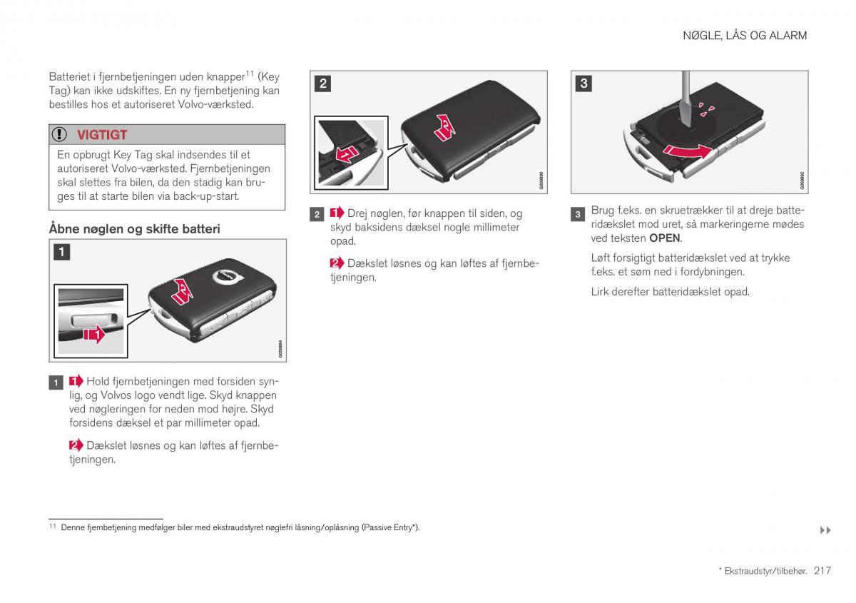 Volvo XC40 Bilens instruktionsbog / page 219