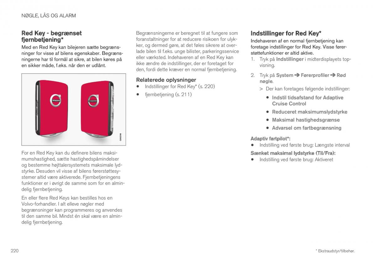 Volvo XC40 Bilens instruktionsbog / page 222