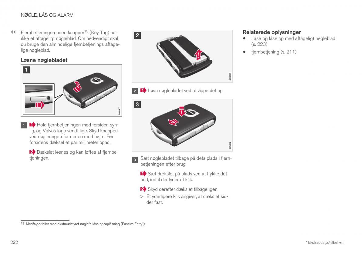 Volvo XC40 Bilens instruktionsbog / page 224