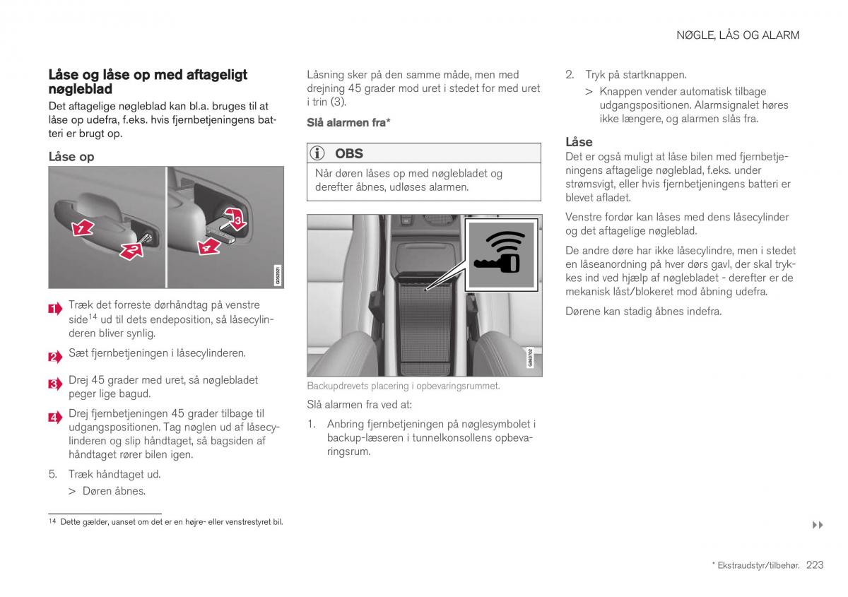 Volvo XC40 Bilens instruktionsbog / page 225