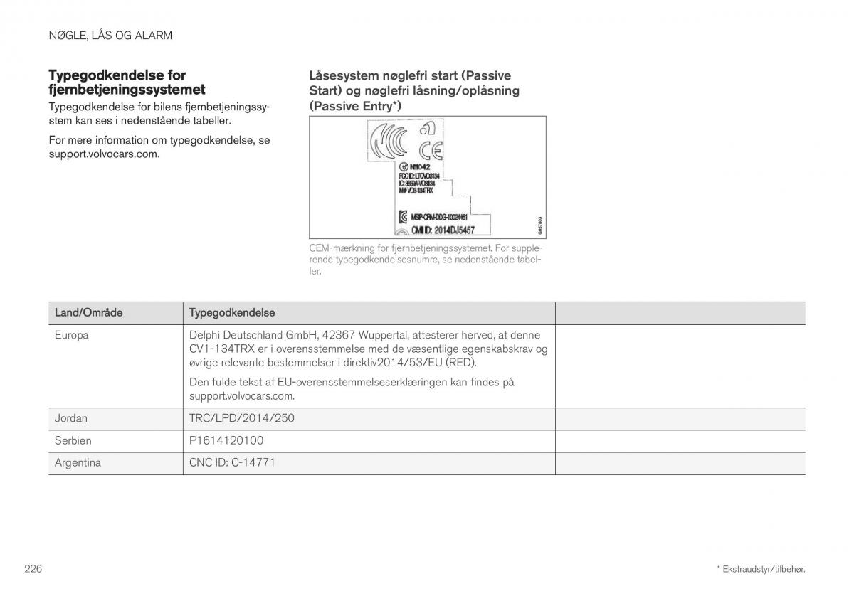 Volvo XC40 Bilens instruktionsbog / page 228