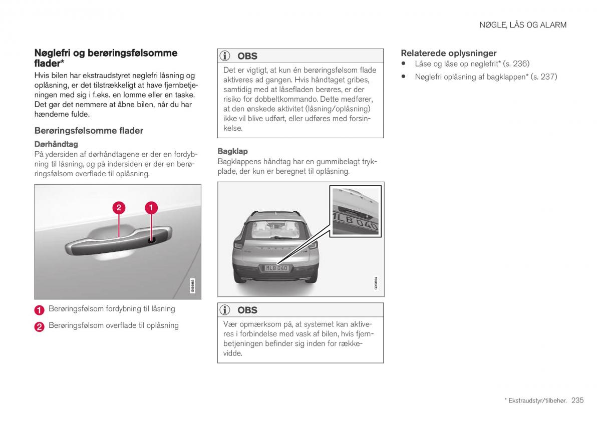 Volvo XC40 Bilens instruktionsbog / page 237