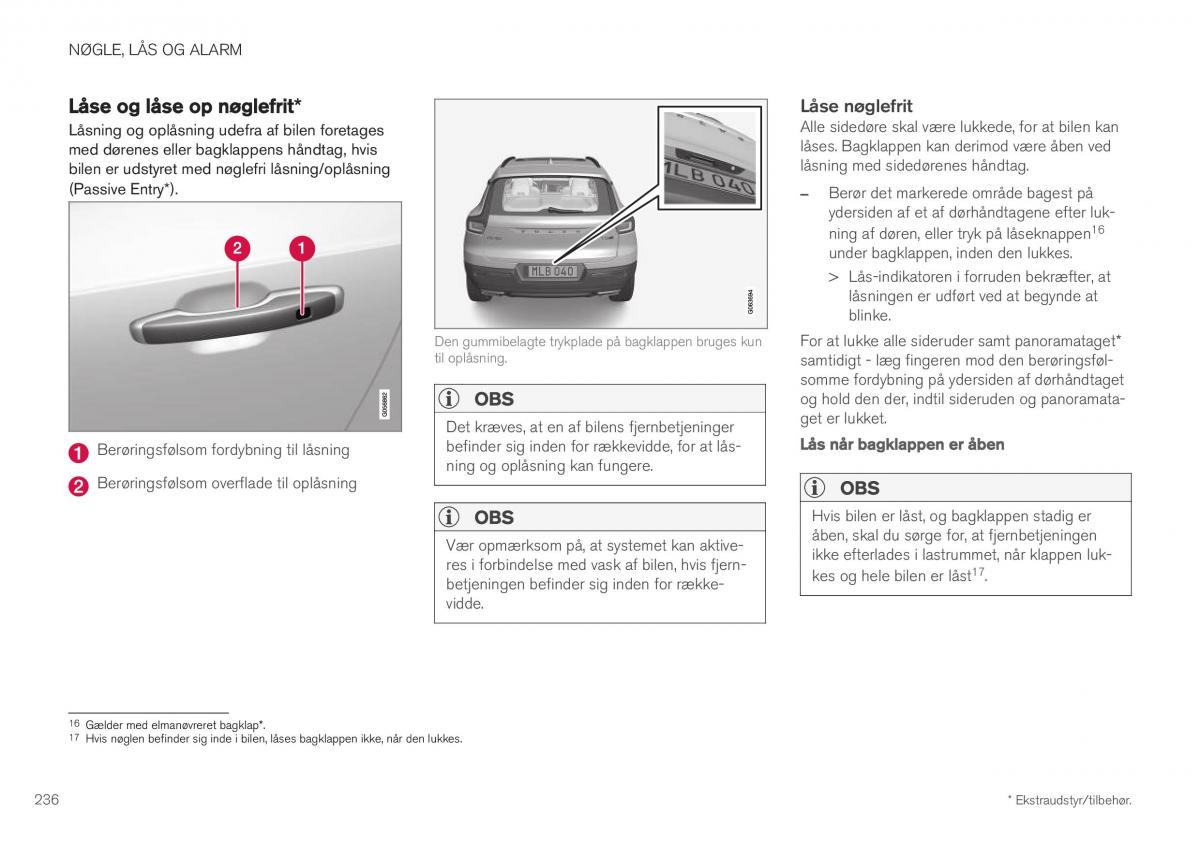 Volvo XC40 Bilens instruktionsbog / page 238