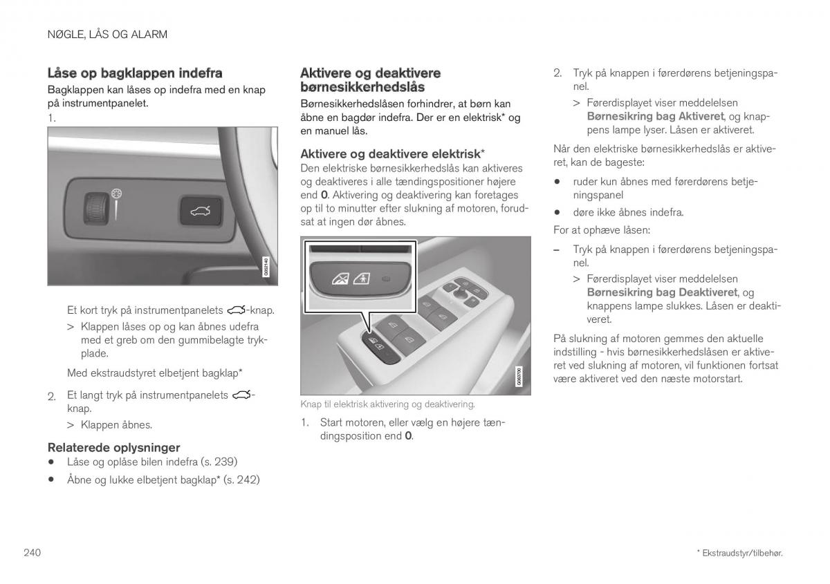 Volvo XC40 Bilens instruktionsbog / page 242