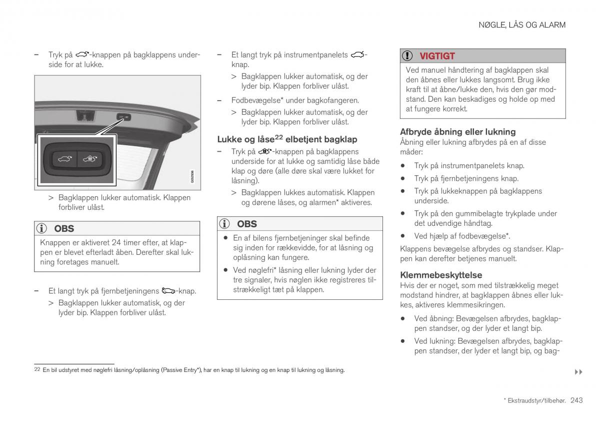 Volvo XC40 Bilens instruktionsbog / page 245