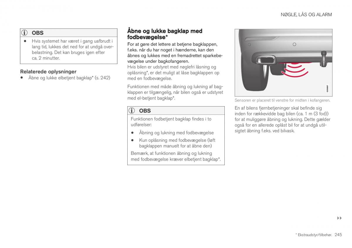 Volvo XC40 Bilens instruktionsbog / page 247