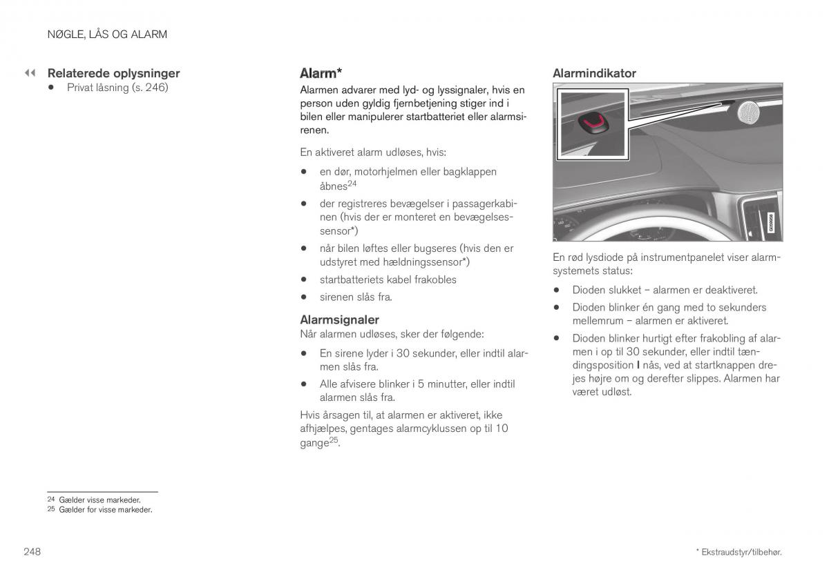 Volvo XC40 Bilens instruktionsbog / page 250