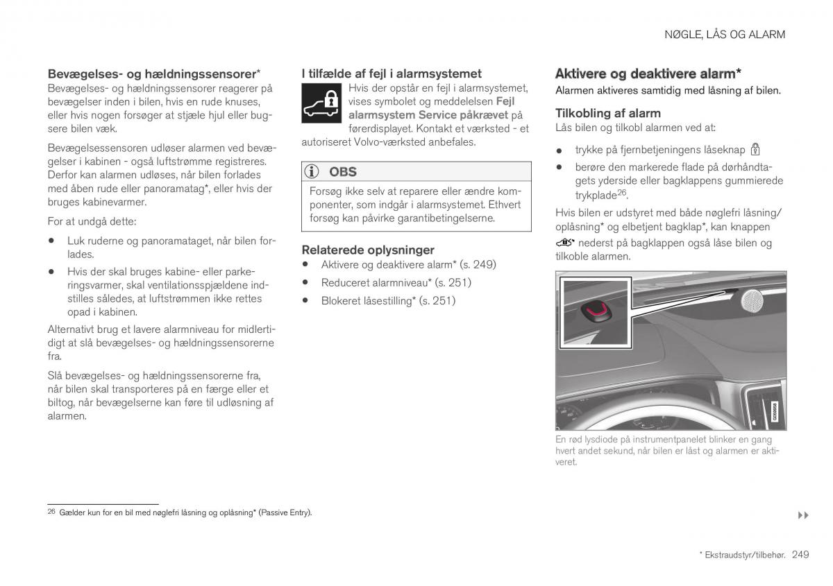 Volvo XC40 Bilens instruktionsbog / page 251