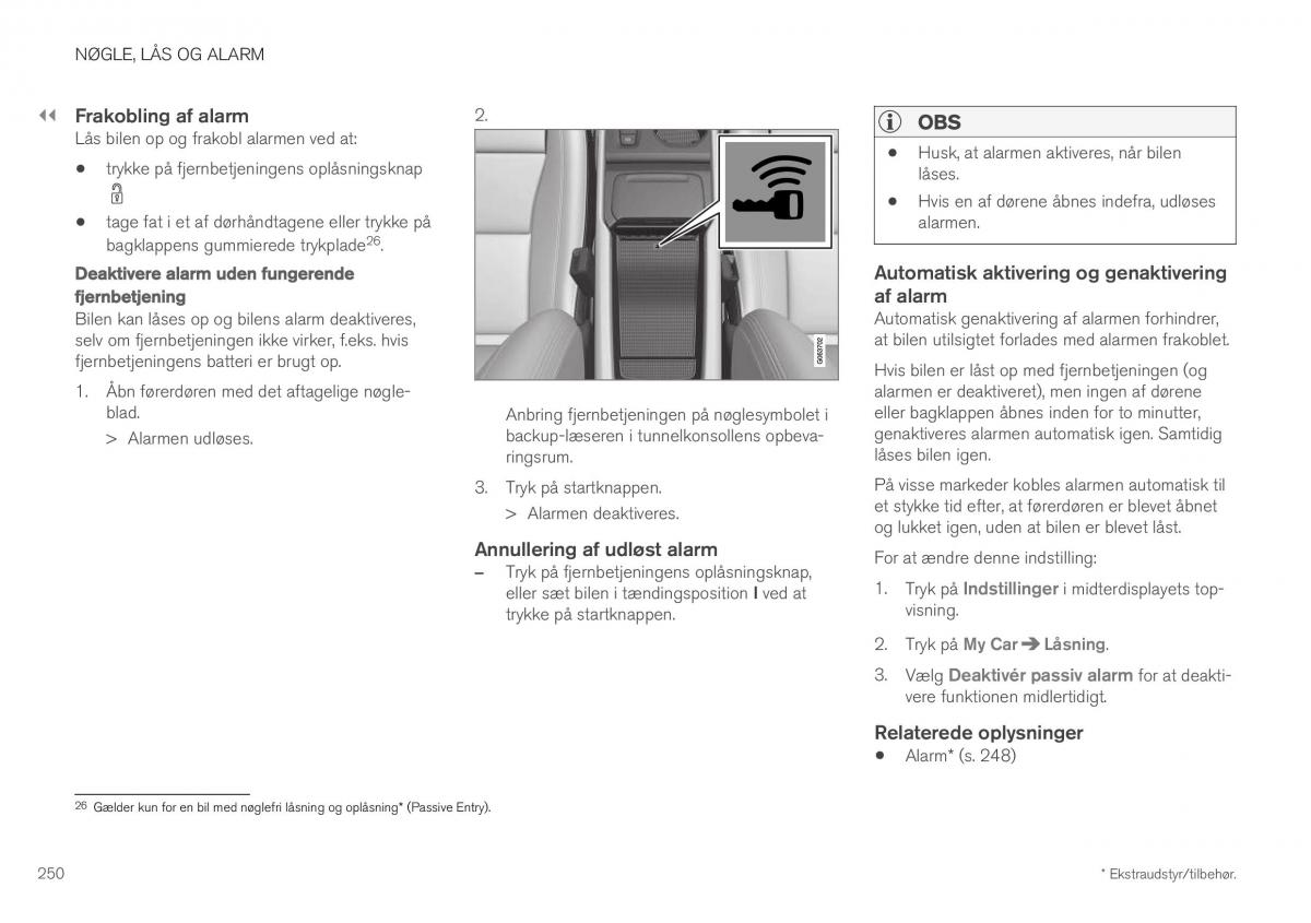 Volvo XC40 Bilens instruktionsbog / page 252