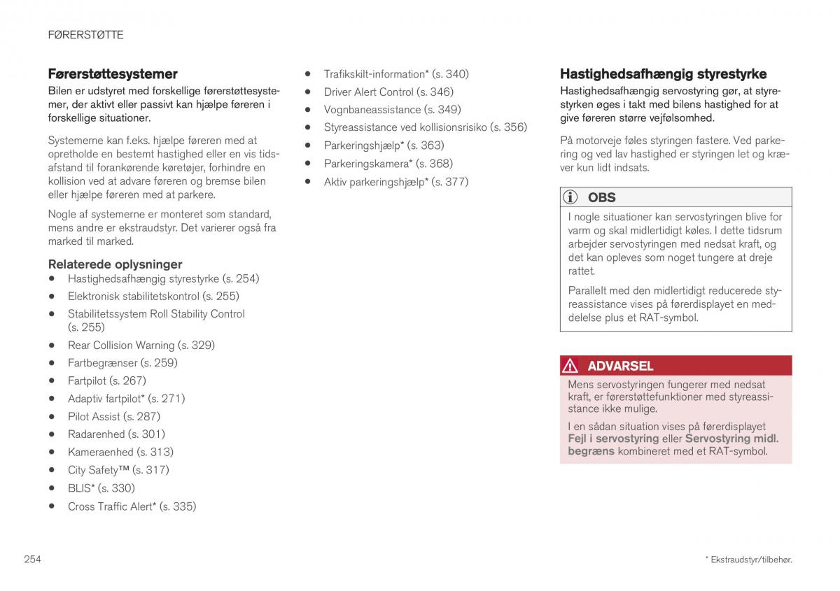 Volvo XC40 Bilens instruktionsbog / page 256