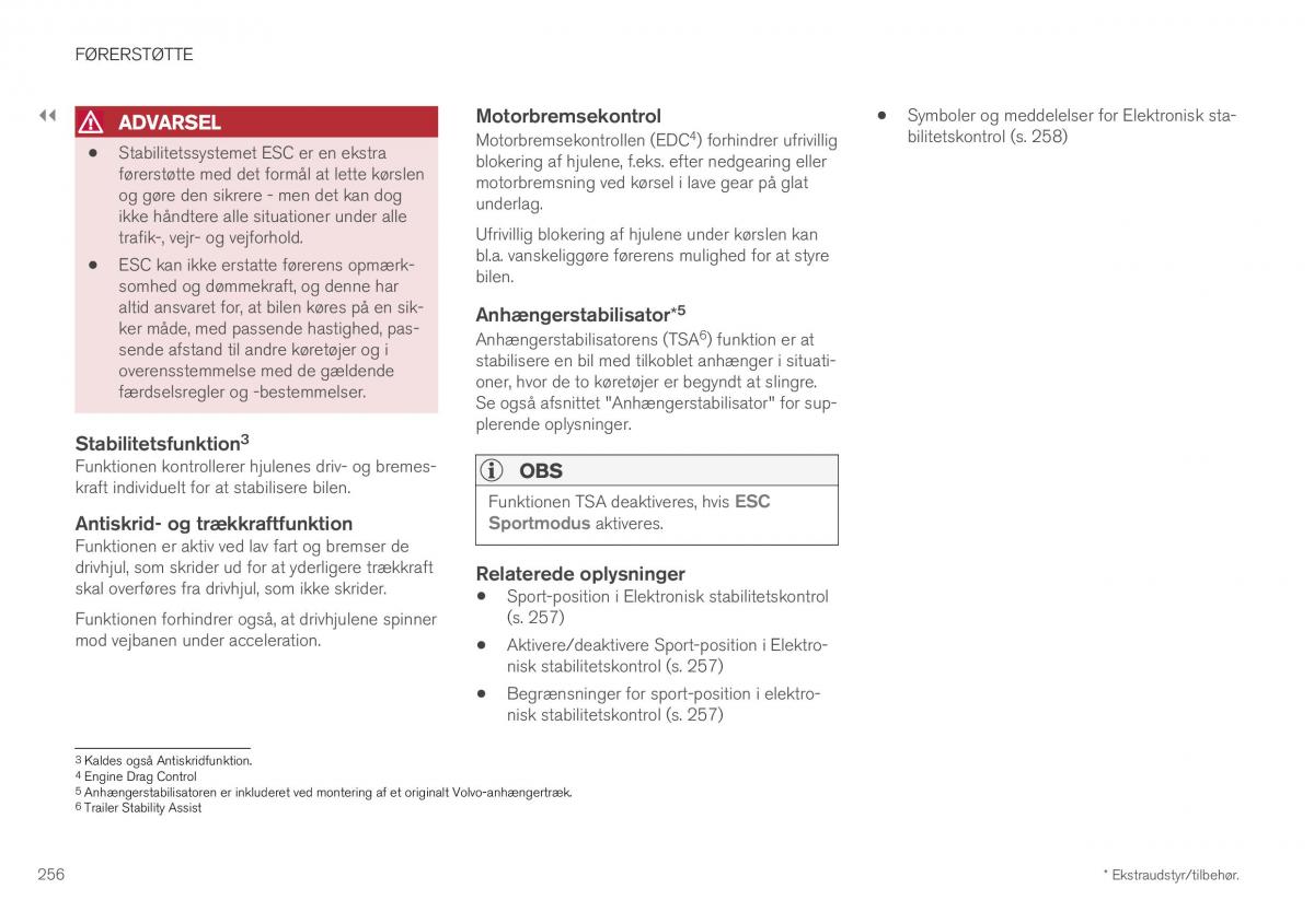 Volvo XC40 Bilens instruktionsbog / page 258