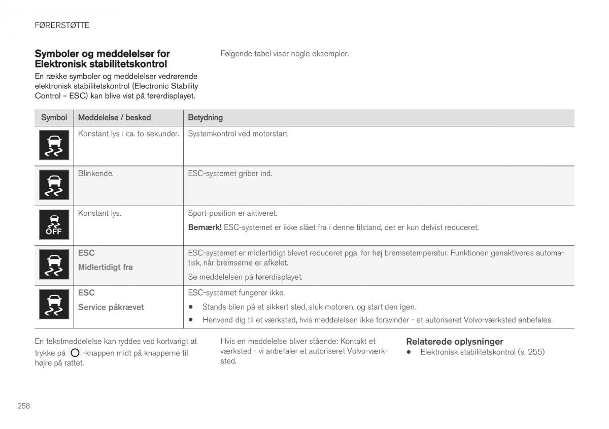 Volvo XC40 Bilens instruktionsbog / page 260