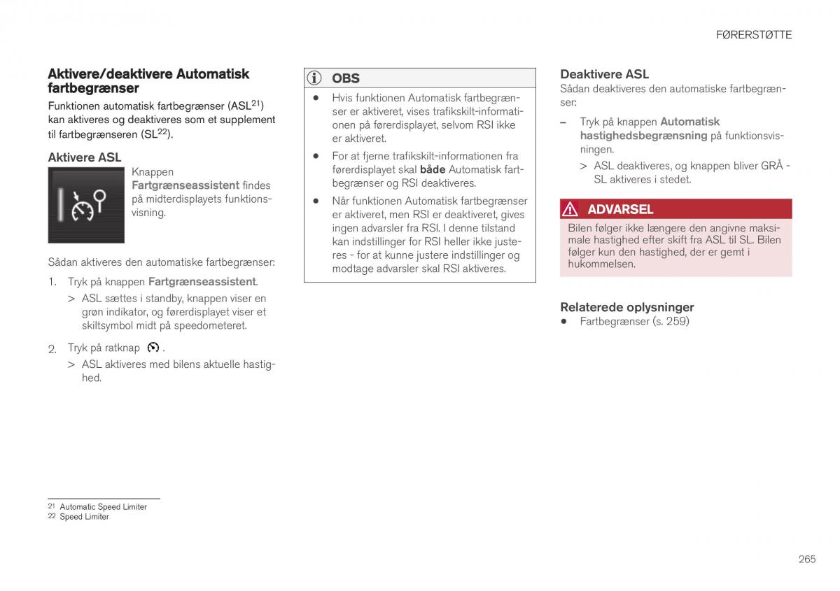 Volvo XC40 Bilens instruktionsbog / page 267