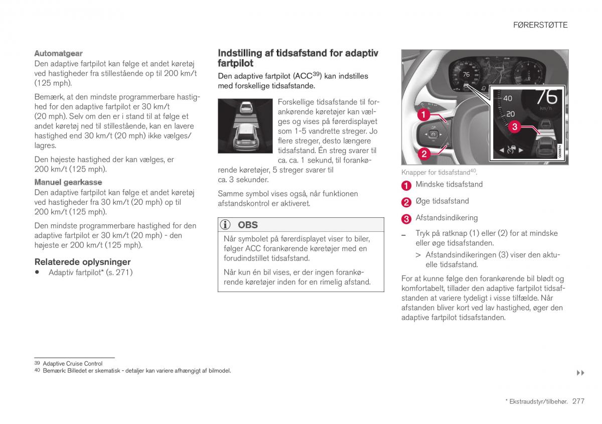 Volvo XC40 Bilens instruktionsbog / page 279