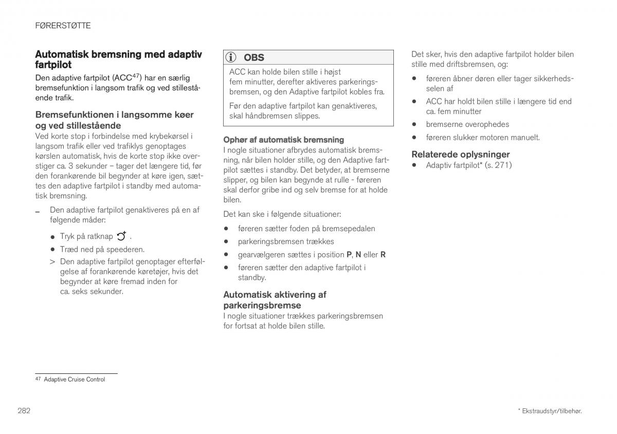 Volvo XC40 Bilens instruktionsbog / page 284