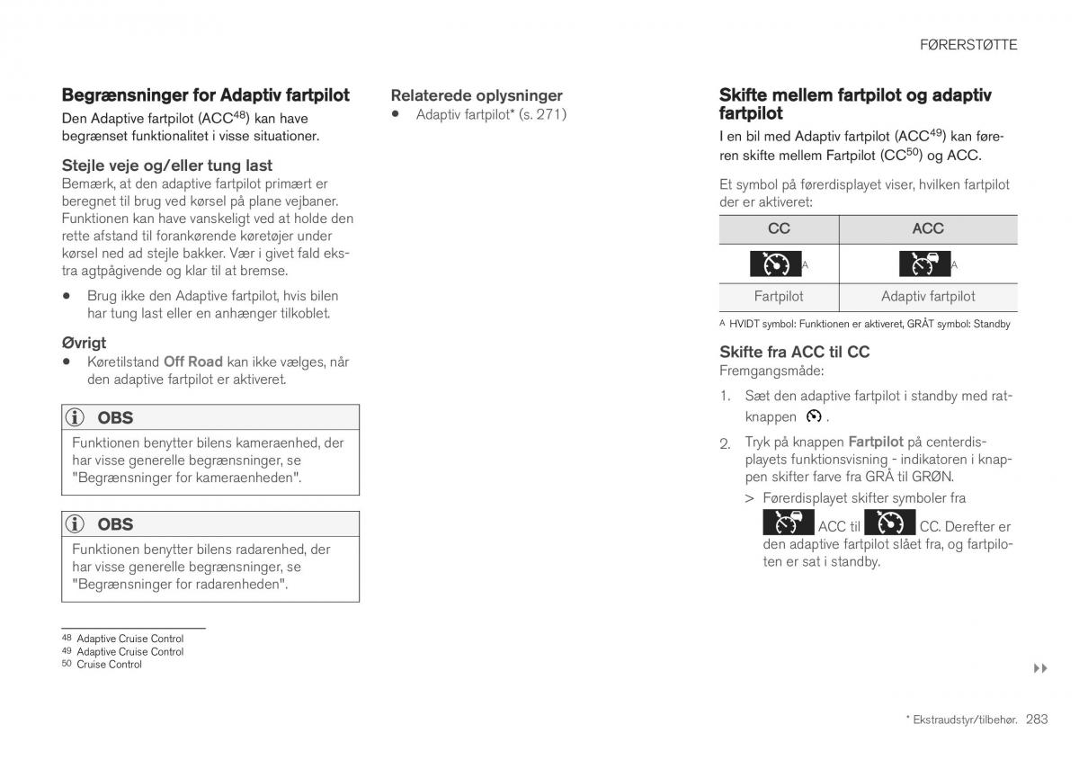 Volvo XC40 Bilens instruktionsbog / page 285