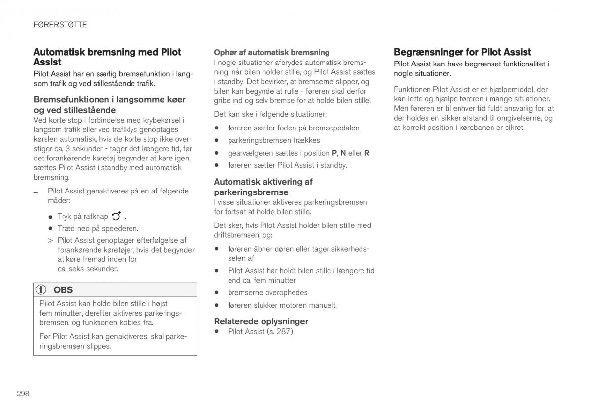 Volvo XC40 Bilens instruktionsbog / page 300