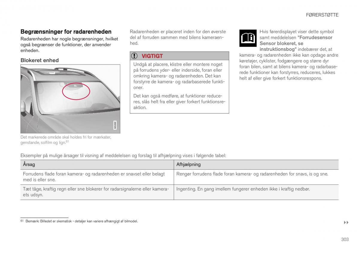 Volvo XC40 Bilens instruktionsbog / page 305