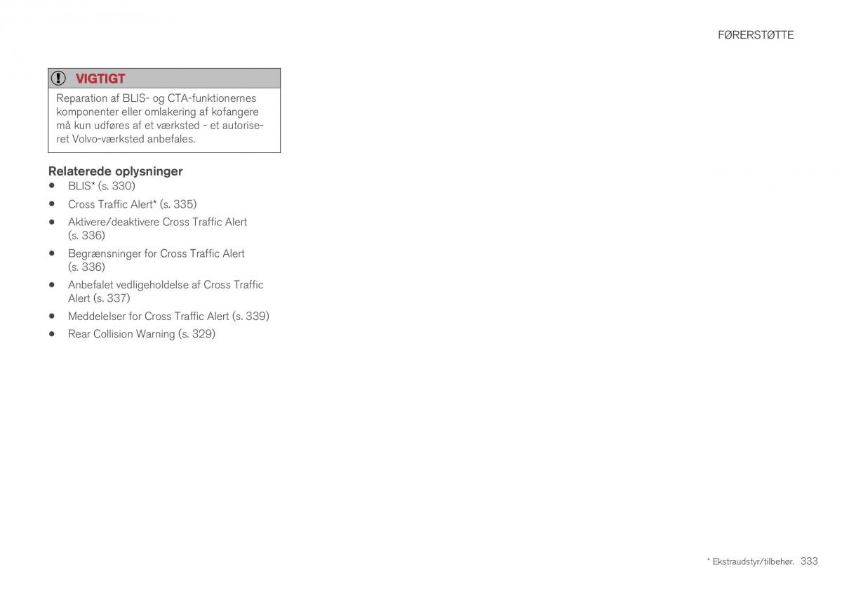 Volvo XC40 Bilens instruktionsbog / page 335