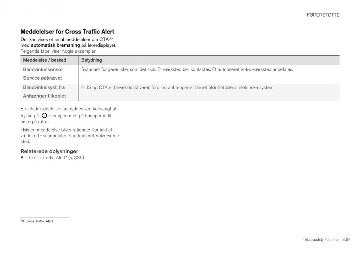 Volvo XC40 Bilens instruktionsbog / page 341