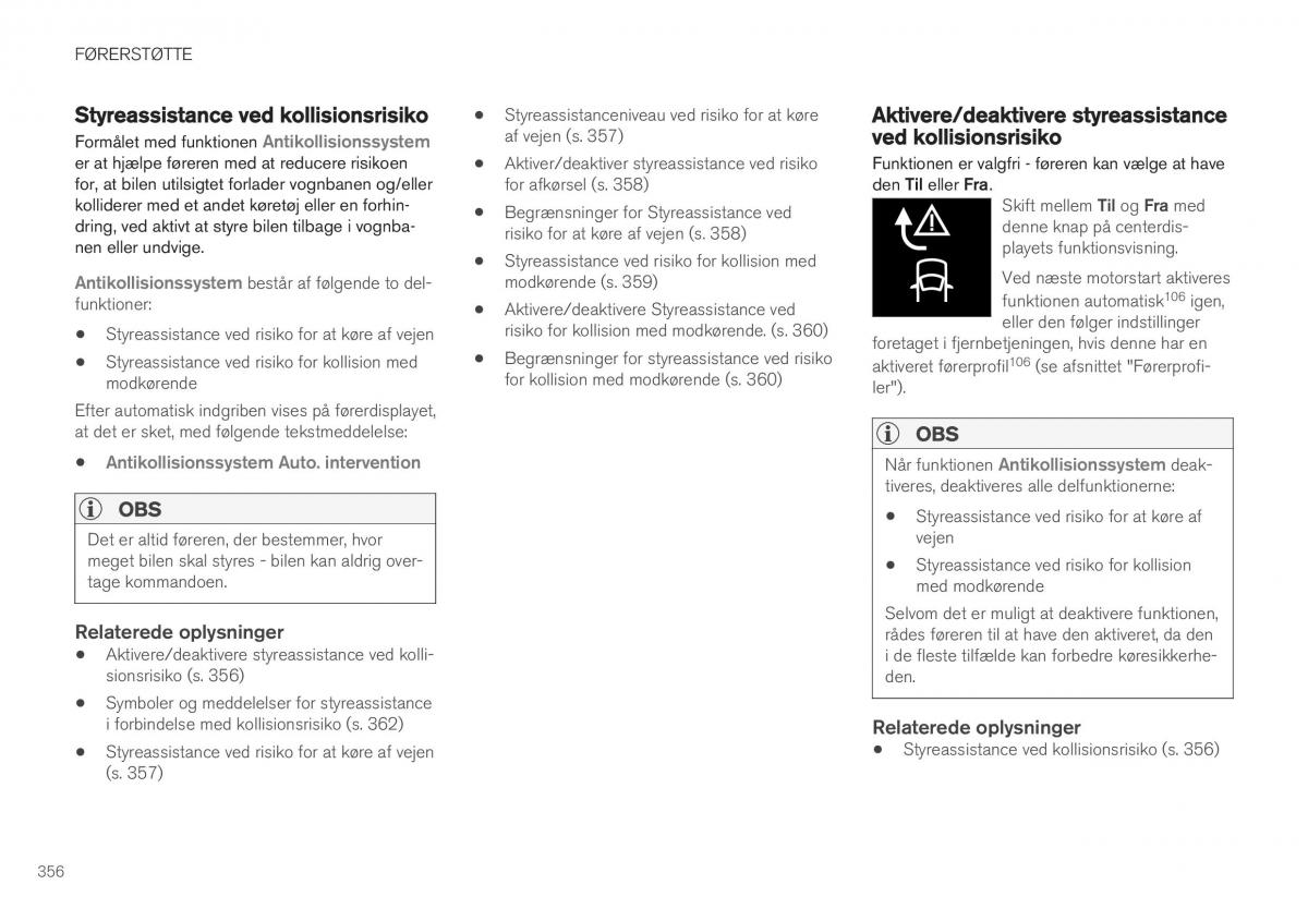 Volvo XC40 Bilens instruktionsbog / page 358