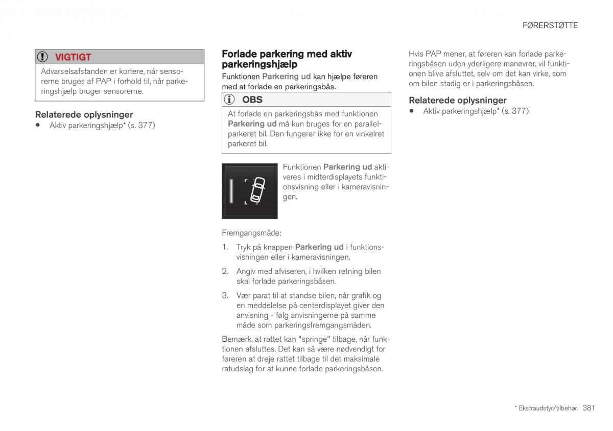 Volvo XC40 Bilens instruktionsbog / page 383