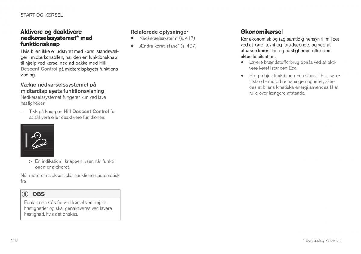 Volvo XC40 Bilens instruktionsbog / page 420