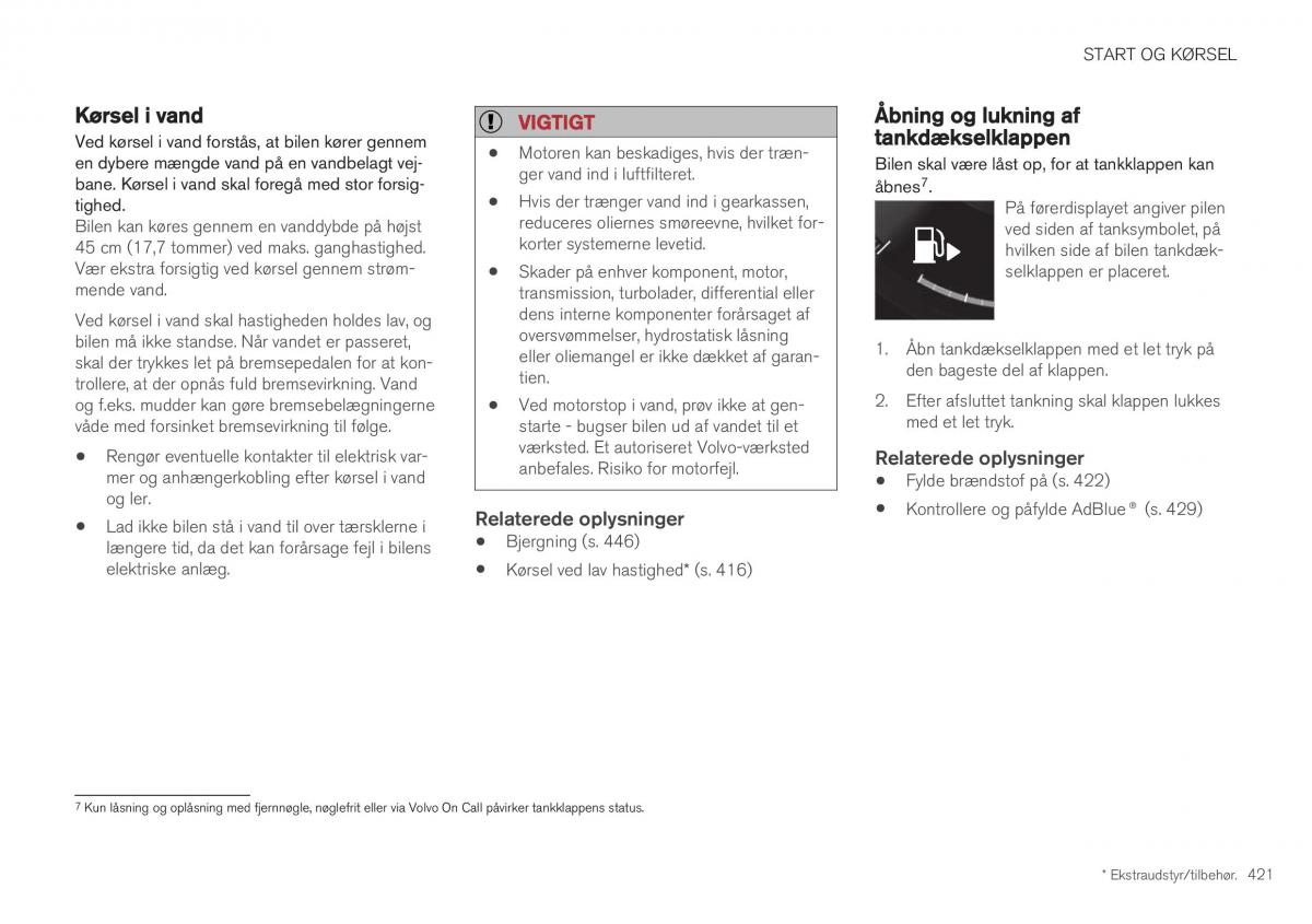 Volvo XC40 Bilens instruktionsbog / page 423