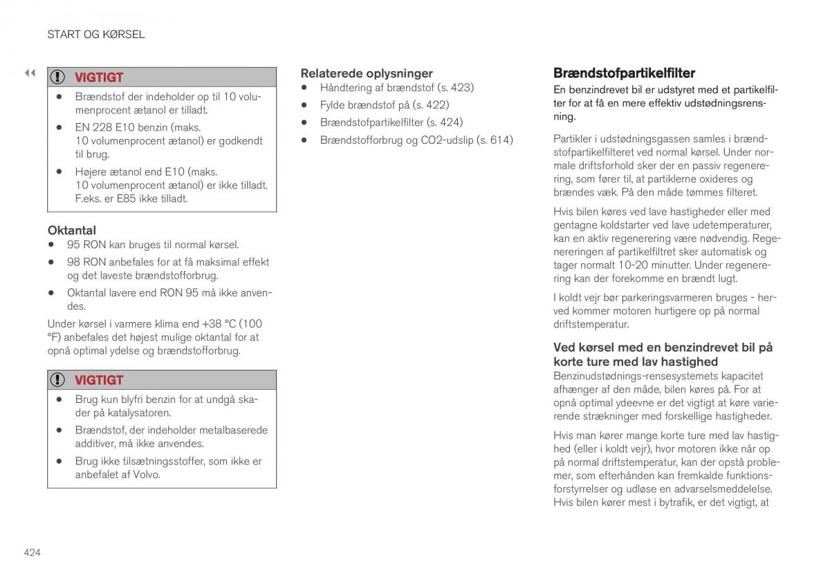 Volvo XC40 Bilens instruktionsbog / page 426