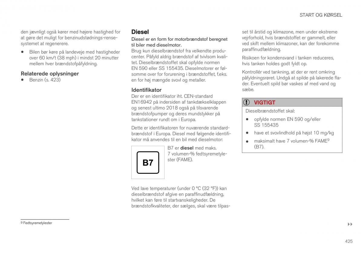 Volvo XC40 Bilens instruktionsbog / page 427