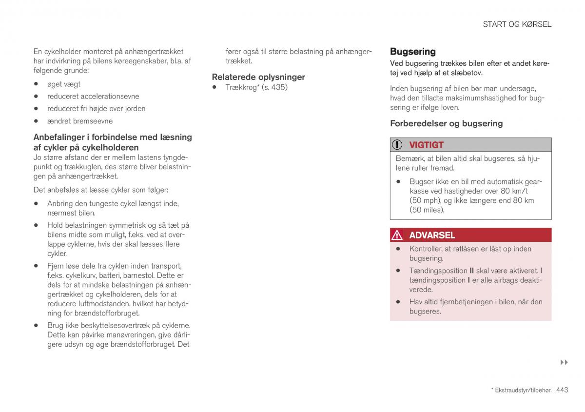 Volvo XC40 Bilens instruktionsbog / page 445