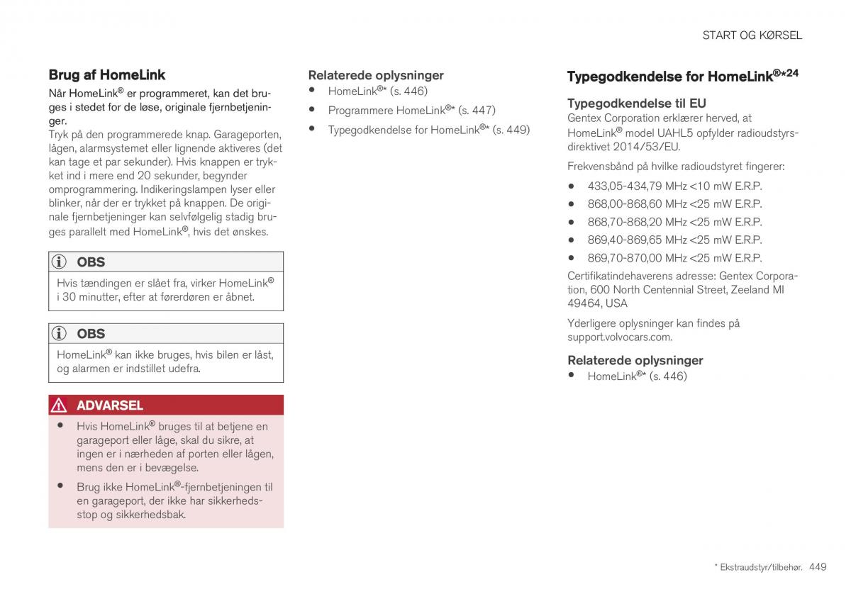 Volvo XC40 Bilens instruktionsbog / page 451