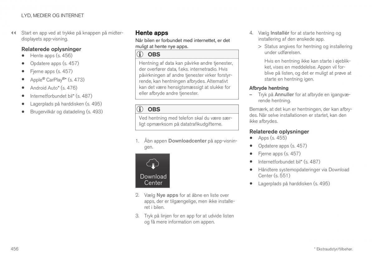 Volvo XC40 Bilens instruktionsbog / page 458