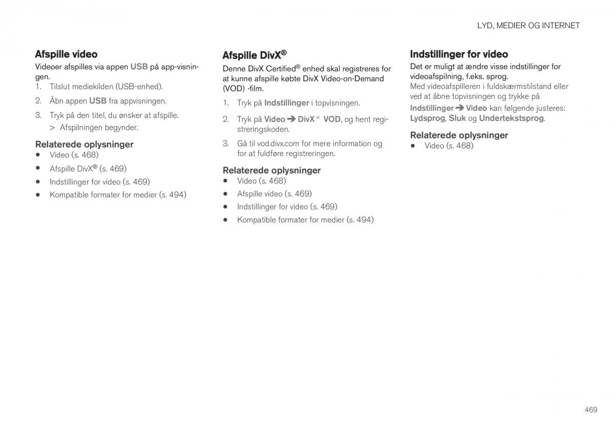 Volvo XC40 Bilens instruktionsbog / page 471