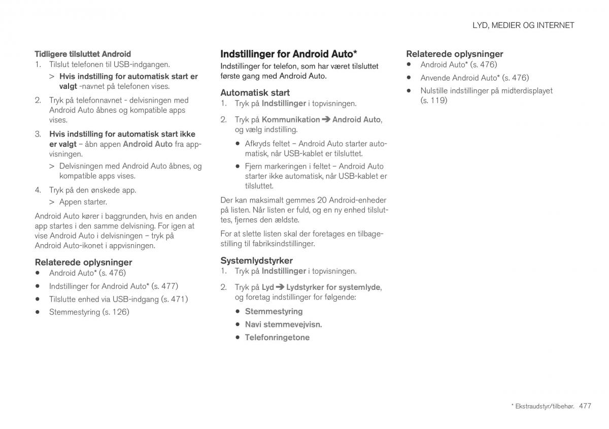 Volvo XC40 Bilens instruktionsbog / page 479