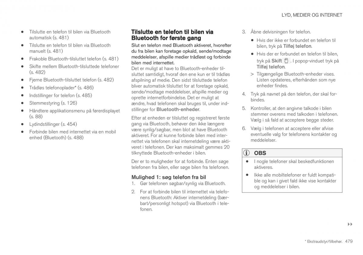 Volvo XC40 Bilens instruktionsbog / page 481