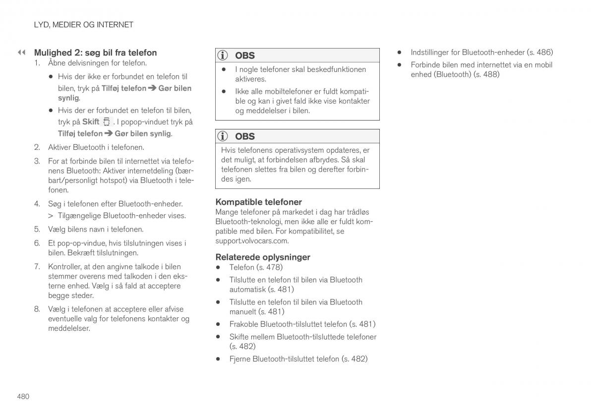 Volvo XC40 Bilens instruktionsbog / page 482