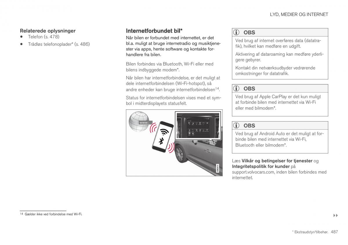 Volvo XC40 Bilens instruktionsbog / page 489