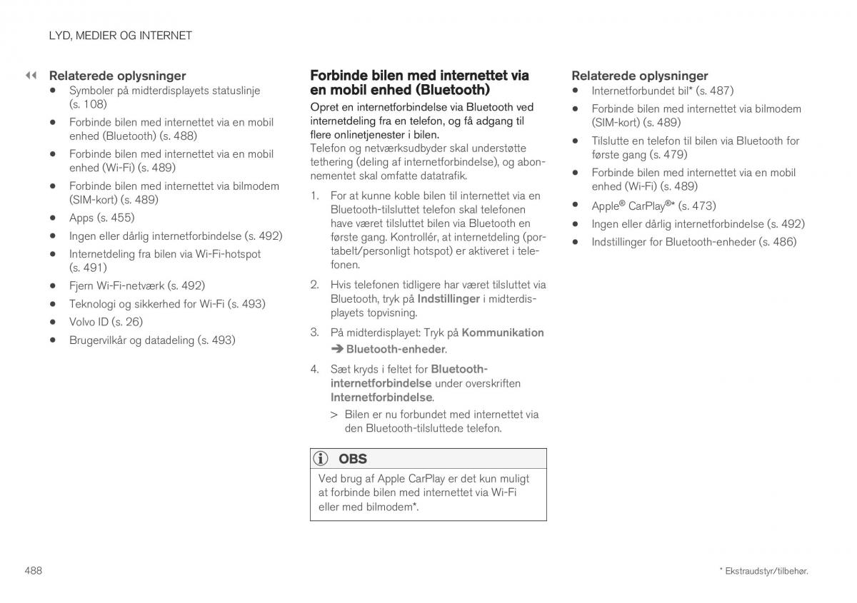 Volvo XC40 Bilens instruktionsbog / page 490