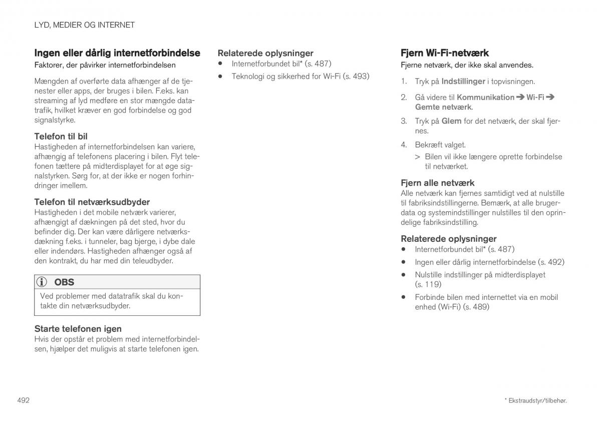 Volvo XC40 Bilens instruktionsbog / page 494